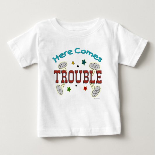Hier komt Trouble Baby Baby Kind T-shirt (Voorkant)