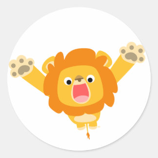 Hier komt Trouble (schattige cartoon Leeuw) sticke Ronde Sticker