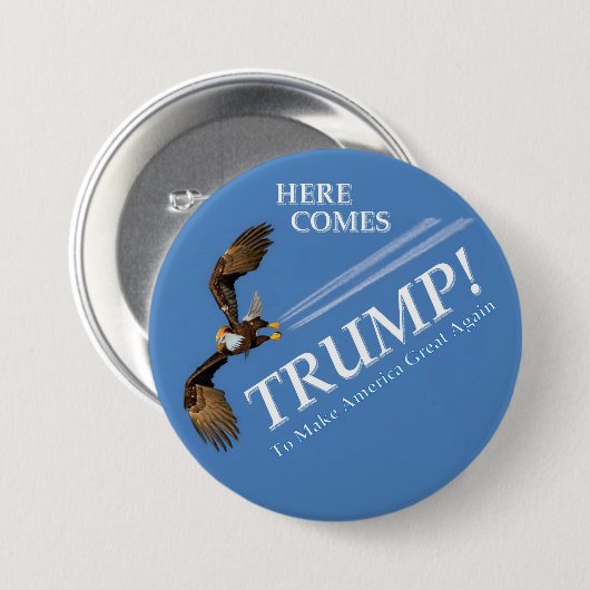 Hier komt Trump! Ronde Button 7,6 Cm (Voorkant /achterkant)