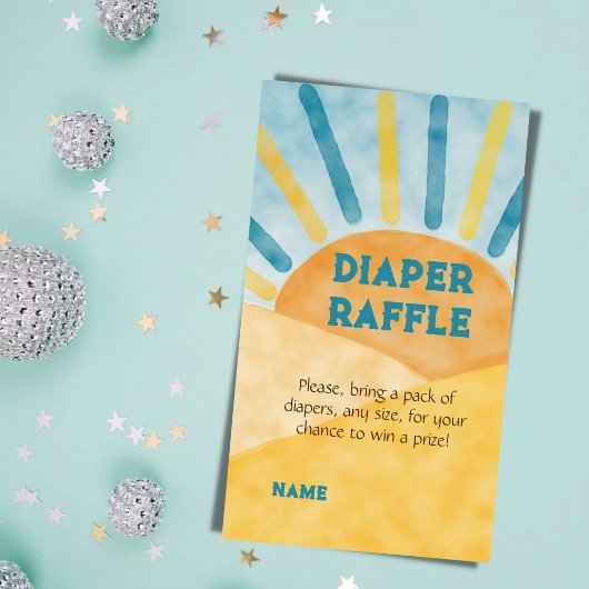 Hier komt Zoon Blue Rays Sunshine Baby shower Game Informatiekaartje