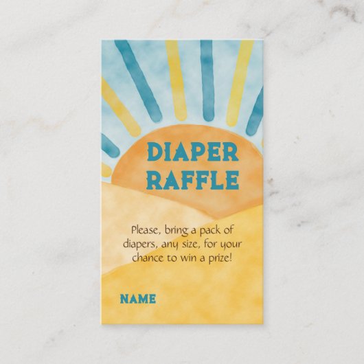 Hier komt Zoon Blue Rays Sunshine Baby shower Game Informatiekaartje (Voorkant)