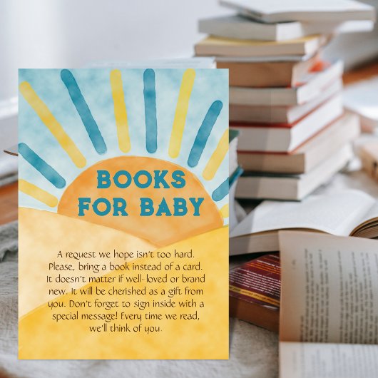 Hier komt Zoon Rays Sunshine Book Baby shower Game Informatiekaartje