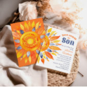 Hier komt Zoon Sunshine Blue Ray Boy Baby shower Kaart