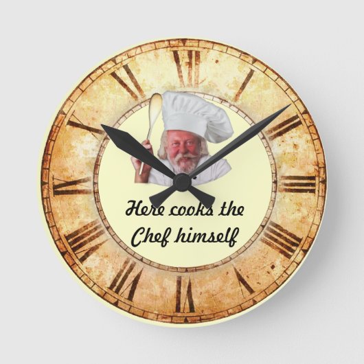 Hier kookt de Chef zelf Keukenklok Ronde Klok (Voorkant)