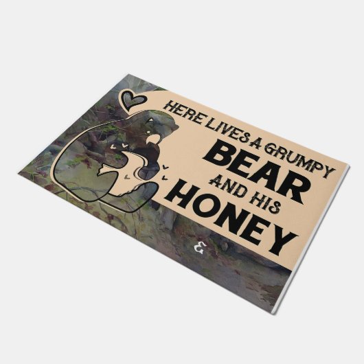 Hier leeft een rumpy Beer en zijn honing Deurmat (Schuin)