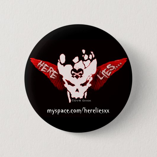Hier Lies... Knoop Ronde Button 5,7 Cm (Voorkant)