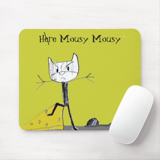 Hier Mousy Mousy mousepad Muismat (Met muis)