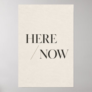 Hier Nu Minimalistische Typografie Muurkunst Poster