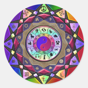 Hier, nu. ronde sticker