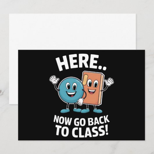 Hier Nu Terug Naar De Klas Schoolverpleegster Medi Kaart (Voorkant / Achterkant)