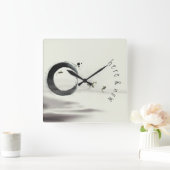 Hier & nu / Zen Circle Enso Koi Brush Painting Vierkante Klok (Huis)