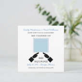 Hier of Square Save the Date, Blue Kaart (Staand voorkant)