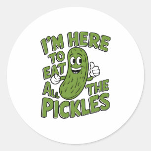 Hier om alle augurken op te eten ronde sticker