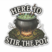 Hier om de Pot te Roeren – Hekserige Ketel grappig Sticker (Voorkant)