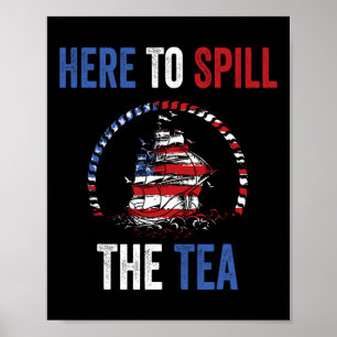 Hier om de thee te morsen 4 juli US Patriotic PRI Poster
