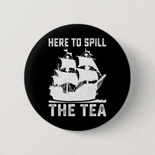 Hier om de thee te morsen Grappig 4 juli US Patrio Ronde Button 5,7 Cm
