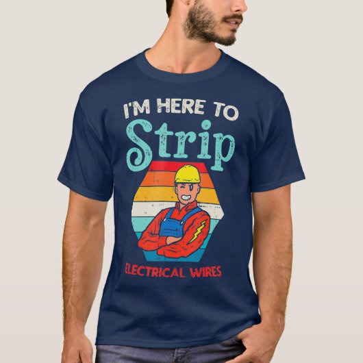 Hier om grappige elektricien elektrische stroom te t-shirt (Voorkant)