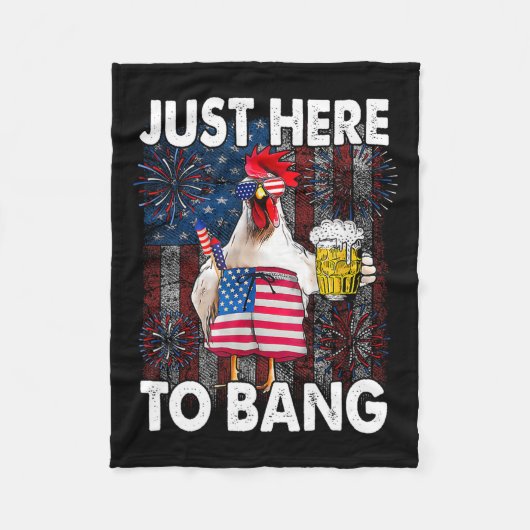 Hier om kip 4 juli US Flag Firecrack te knallen Fleece Deken (Voorkant)