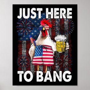 Hier om kip 4 juli US Flag Firecrack te knallen Poster