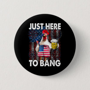 Hier om kip te slaan 4 juli Amerikaanse vlag vuur Ronde Button 5,7 Cm