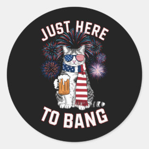 Hier om op de Amerikaanse vlag te slaan Bier Katte Ronde Sticker