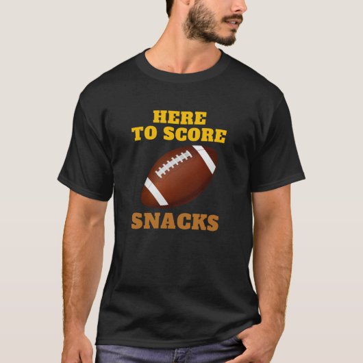 Hier om snacks te scoren t-shirt (Voorkant)