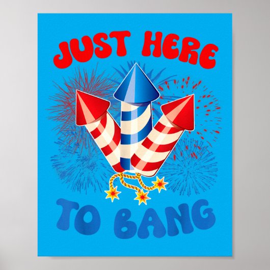 Hier om te feesten Grappige 4 juli Amerikaanse vla Poster (Voorkant)