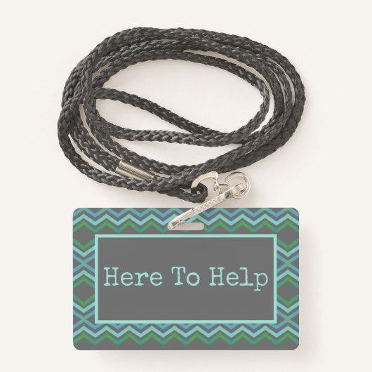 Hier om te helpen badge (Achterkant met draagriem)