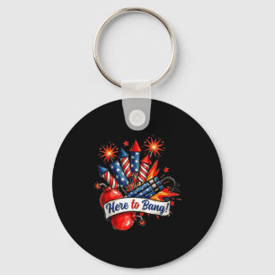 Hier om vuurwerk af te steken grappig 4 juli humor sleutelhanger