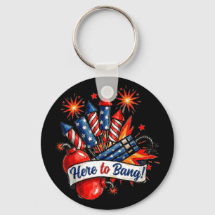 Hier om vuurwerk te knallen grappig 4 juli humoris sleutelhanger