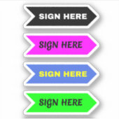 Hier ondertekenen (handtekening) Pijl Sticker (Voorkant)