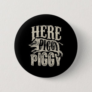 Hier Piggy Piggy Boar Hunting Pig Hog Hun Ronde Button 5,7 Cm