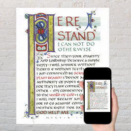 HIER STA IK GOD HELP ME MARTIN LUTHER CITAAT POSTER