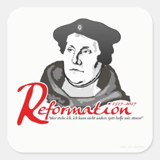 Hier sta ik Martin Luther Reformatie 500 Sticker (Voorkant)
