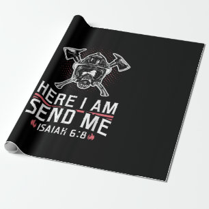 Hier stuur ik me Isaiah 68 brandweerman Cadeaupapier
