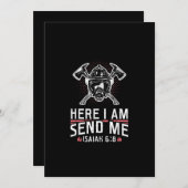 Hier stuur ik me Isaiah 68 brandweerman Feestdagenkaart (Voorkant / Achterkant)