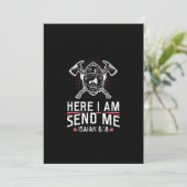 Hier stuur ik me Isaiah 68 brandweerman Feestdagenkaart (Staand voorkant)