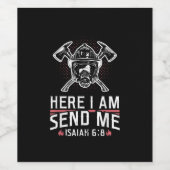 Hier stuur ik me Isaiah 68 brandweerman Wijn Etiket (Enkel label)