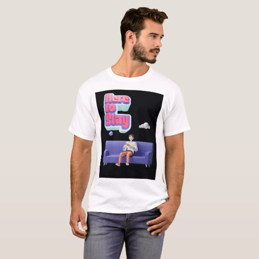 HIER TE BLIJVEN, VIDEO GAMER T-SHIRT (Voorkant volledig)