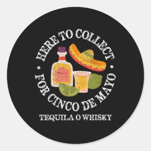 Hier te verzamelen voor Cinco de Mayo Mannen Vrouw Ronde Sticker