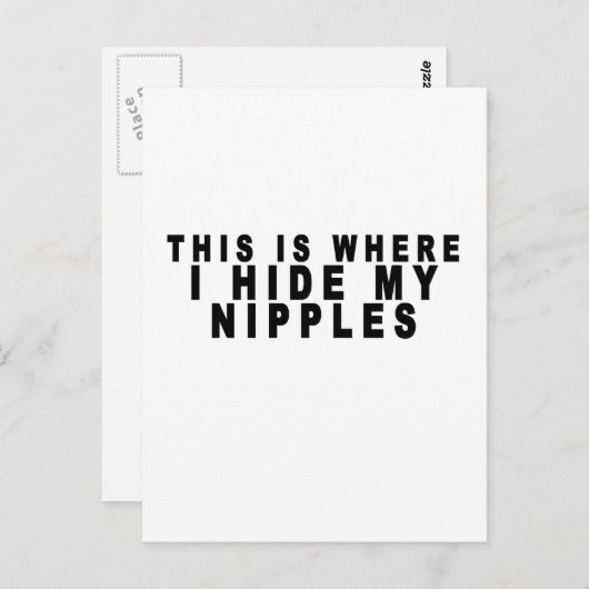 Hier verstop ik mijn Shirt van Nipples.png Briefkaart (Voorkant / Achterkant)