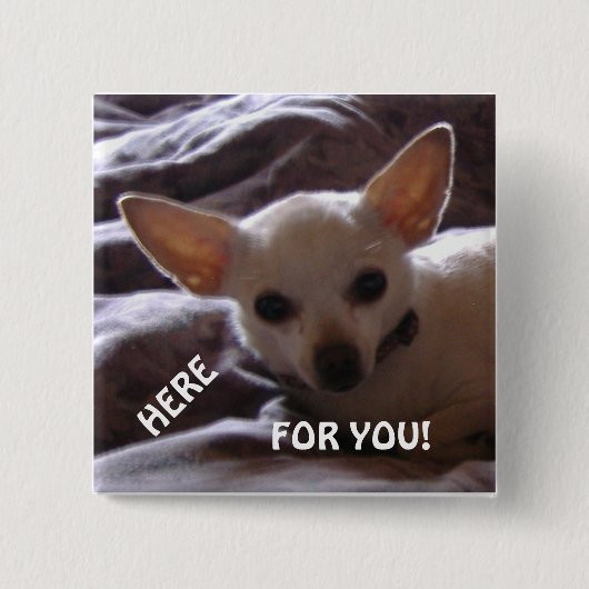 Hier Vierkante Knop Voor Jou Button 5,1 Cm (Voorkant)