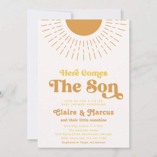 Hier vindt u de Son Co-Ed Baby Shower-uitnodiginge Kaart (Voorkant)