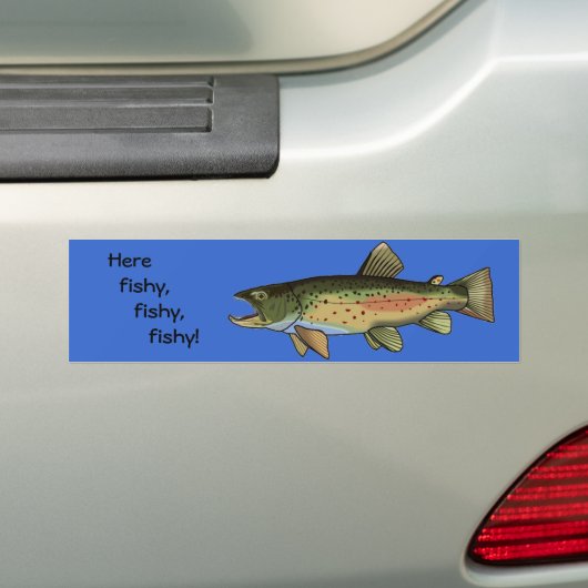 Hier visachtige Bumpersticker (Op auto)