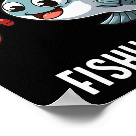 Hier Vist Fishy Funny Worm Schattigee visvisser Poster (Hoek)