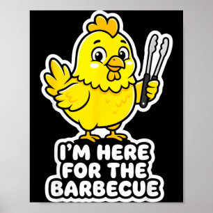 Hier voor de barbecue kip grappige voedsel woordgr poster