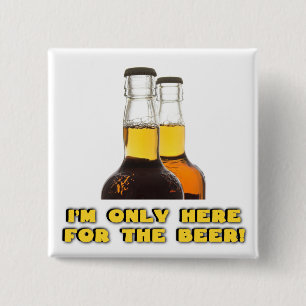 Hier voor de BEER! Vierkante Button 5,1 Cm
