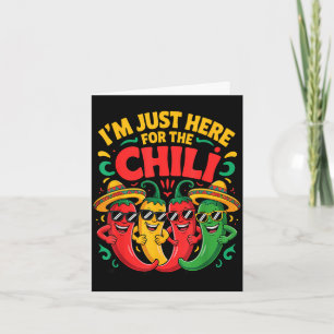Hier voor de chili grappige chili kook wedstrijd t kaart