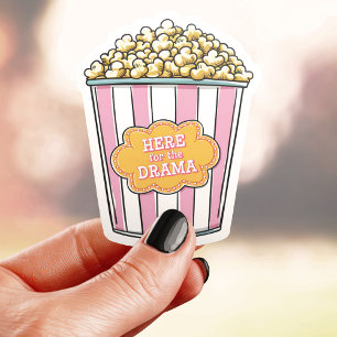 Hier Voor De Drama Popcorn Vinyl Sticker