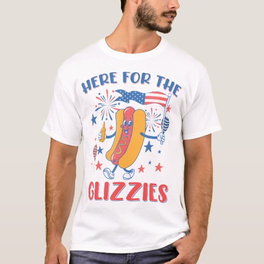 Hier voor de glizzies 4th of July Shirt Funny Hot (Voorkant)